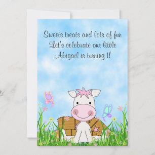 Cheval et papillons 1er anniversaire Invitation