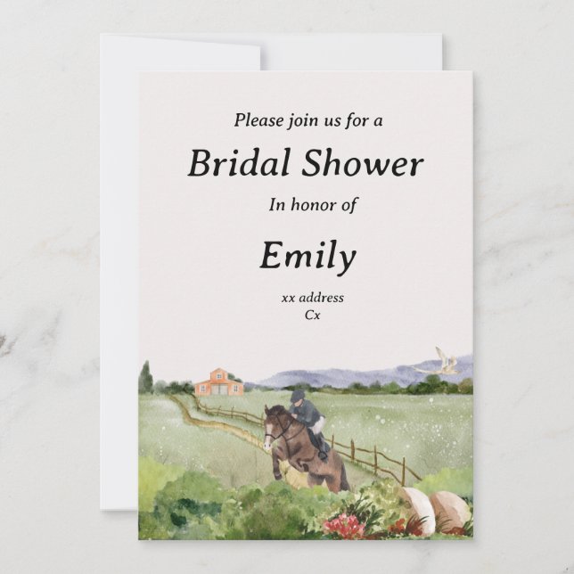 Cheval fille renard chasse nuptiale invitation dou (Devant)