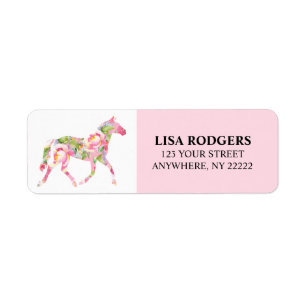 Cheval Floral Rose Adresse de retour Étiquettes St