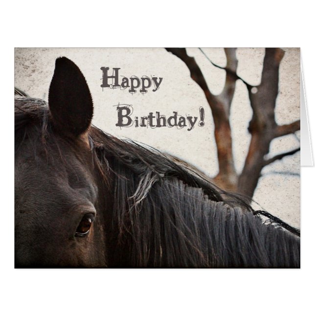 Cheval foncé Bonne carte d'anniversaire (Devant horizontal)