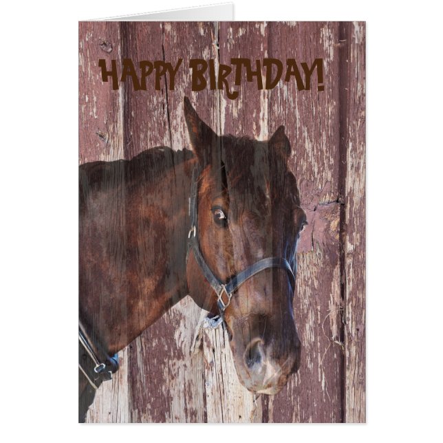 Cheval & grange vous regardant la carte de voeux d (Devant)