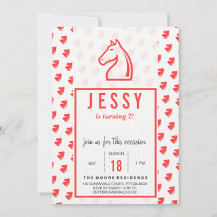 Cheval Invitations Anniversaire Coral Rouge