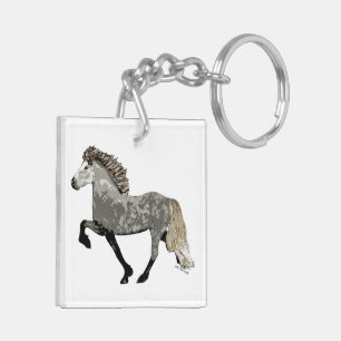 Cheval islandais en gris pommelé-Art déco Astrid