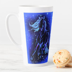 Cheval Latte Mug Courir Dans Bleu Starry Nuit