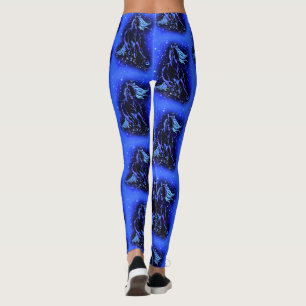 Cheval Leggings Courir Dans Bleu Starry Nuit