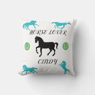 Cheval Lover lance un oreiller avec un nom personn