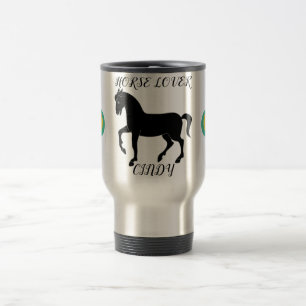 Cheval Lover voyage mug avec un nom personnalisé.