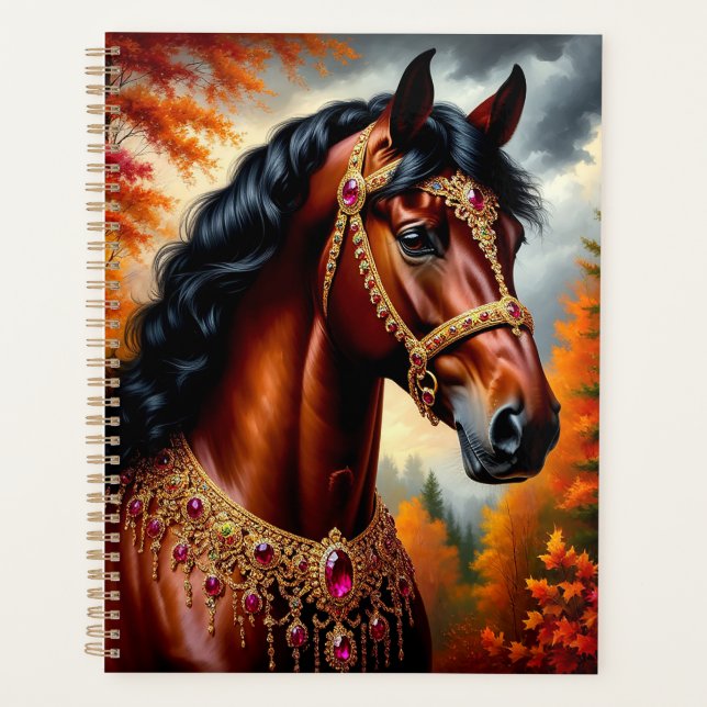Cheval Majestic avec Harnais Ornate Or (Devant)