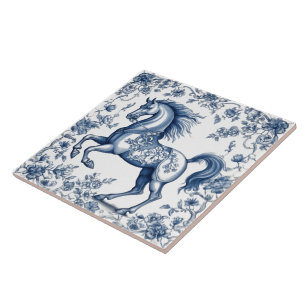 Cheval Majestic sur les carreaux Indigo