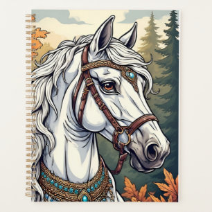 Cheval majestueux orné de bijoux dorés