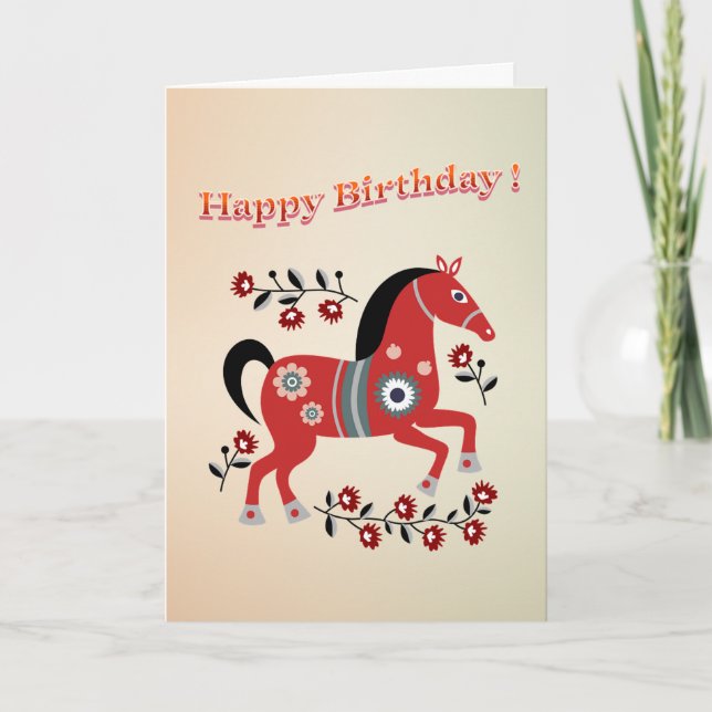 Cheval mignon et fleurs - Bonne carte d'anniversai (Devant)