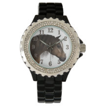 Cheval Montre en pierre noire pour femmes