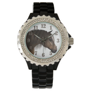 Cheval Montre en pierre noire pour femmes