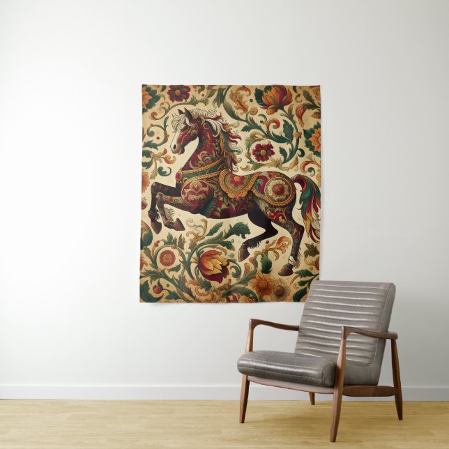 Cheval Moyen Style Tapisserie (En situation)