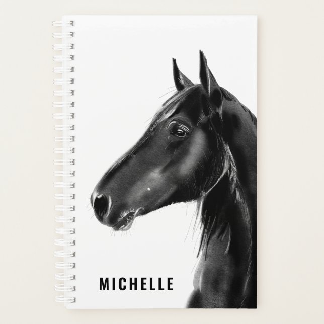 Cheval noir et blanc Personnalisé (Devant)