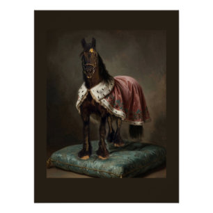 Cheval noir frison - Affiche