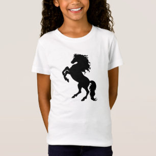 Cheval noir s'élevant - le T-shirt adapté par