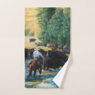 Cheval occidental/troupeau de bovins Angus noirs/c