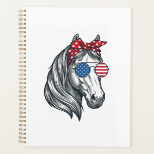 Cheval Patriotique Avec Lunettes De Soleil Drapeau