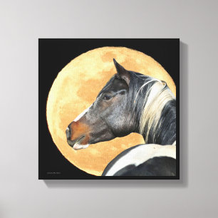 Cheval Peint Avec Pleine lune Toile Imprimer