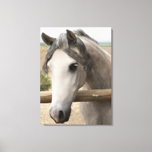 Cheval Portrait Art Enveloppé Toile 24" x 18", 1,5
