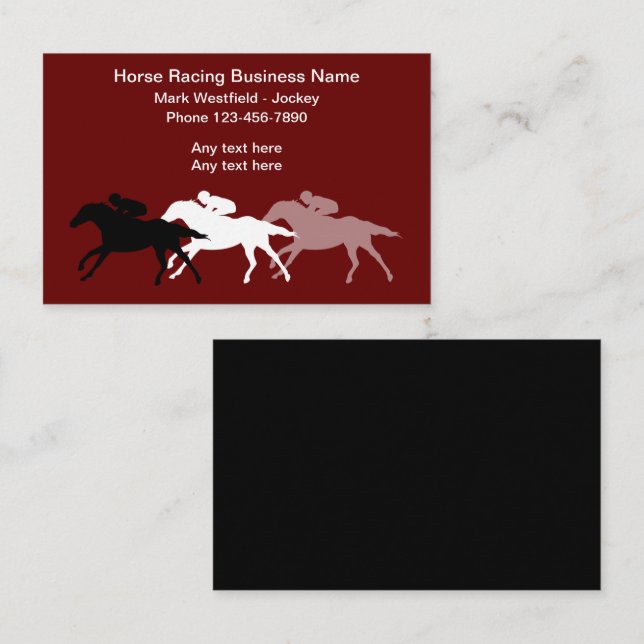 Cheval Racing Jockey Thème Cartes de visite (Devant / Derrière)