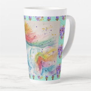 Cheval Rainbow Unicorn Aquarelle Aquua Latte Mug