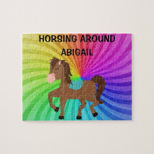 Cheval & Rainbows puzzle personnalisé pour les enf (Horizontal)