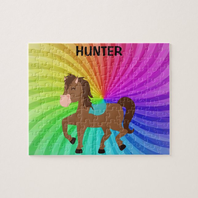Cheval & Rainbows puzzle personnalisé pour les enf (Horizontal)