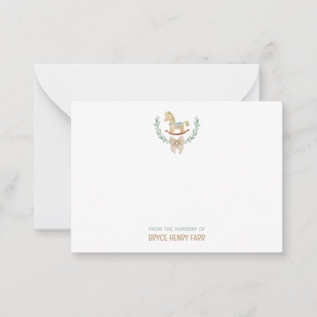 Cheval Rocking de la crèche carte à note plat bébé (Devant)