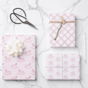 Cheval rose Baby shower d'enveloppement papier feu
