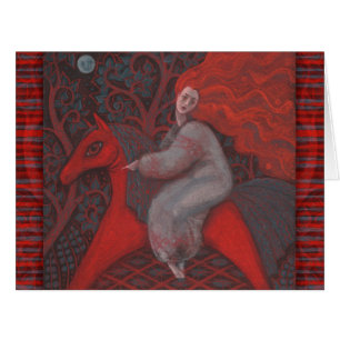 "Cheval Rouge", femme rousse, imaginaire art surré