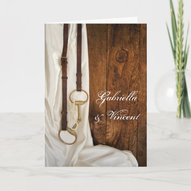 Cheval satiné blanc Faire-part de mariage occident (Devant)