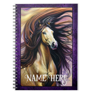 Cheval sauvage avec bordure violette Carnet modifi