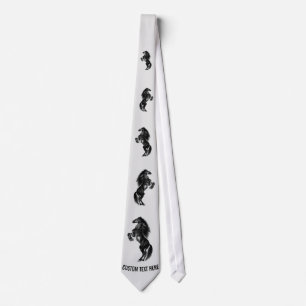 Cheval sauvage noir dressé Cravate avec texte pers