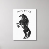 Cheval sauvage noir droit Votre toile Texte Imprim