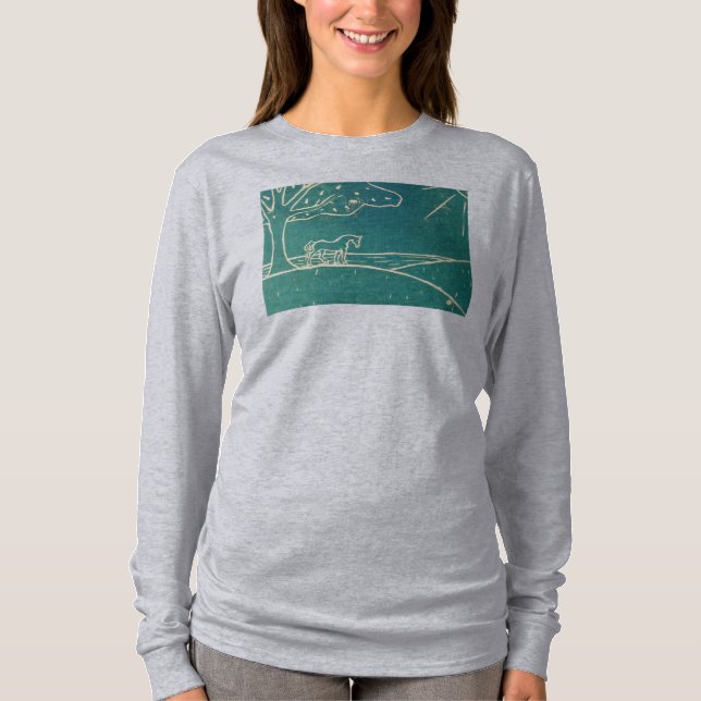 Cheval sur T-shirt sportif de douille de dames de (Devant)