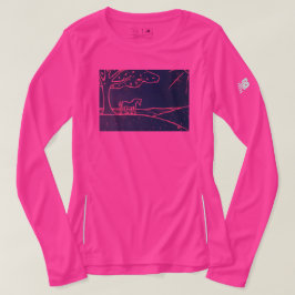 Cheval sur T-shirt sportif de douille de dames de