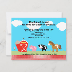 Cheval, Vache et Cochon Barnyard Invitations d'ann