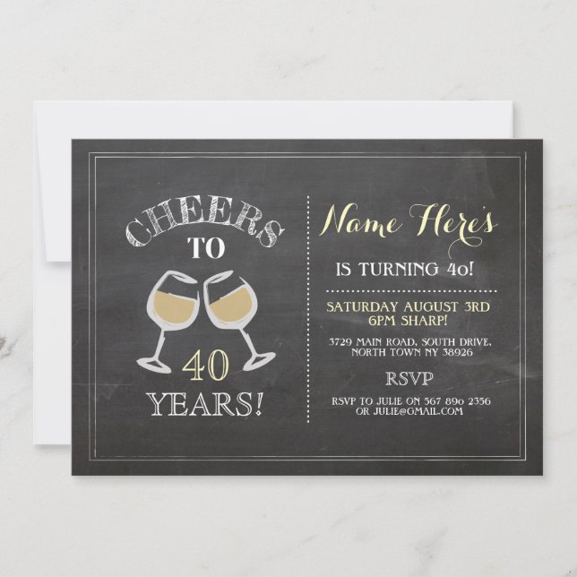 Cheval Vin Blanc Anniversaire Invitation de Chalk  (Devant)