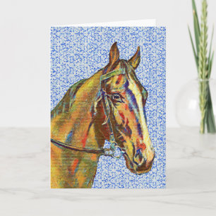 Cheval vintage sur Motif 2 Carte Art Note