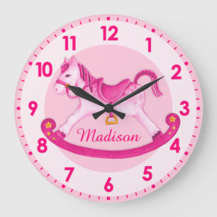 Chevalier à cheval nommé filles horloge rose
