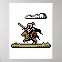 Chevalier À Cheval Poster D'Art Pixel 8 Bits