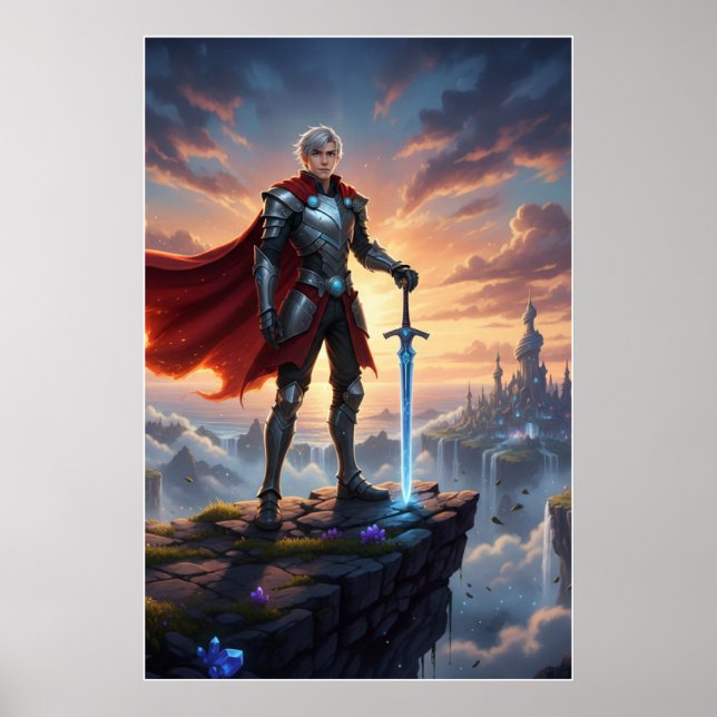 Chevalier Guerrier de Fantasy avec Affiche d'Épée (Devant)