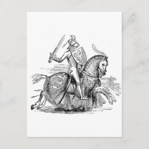 Chevalier sur carte postale Horsback