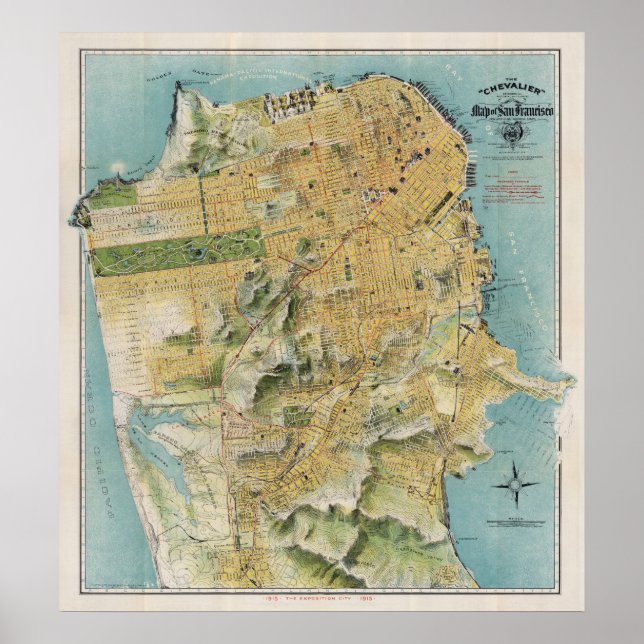 Chevalier's map of San Francisco (1912) Poster (Vorne)