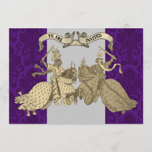 Chevaliers médiévaux épousant des invitations