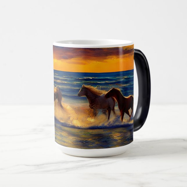 Chevaux Au Coucher Du Soleil Mug (Devant droit)