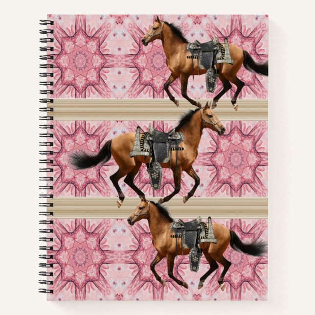 Chevaux Carnets spiraux Rose Floral (Devant)