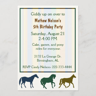 Chevaux colorés Invitation Anniversaire